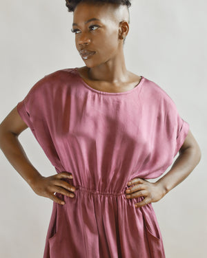 THE NATURALLY DYED SILK GATHER DRESS