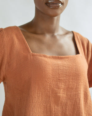 SAMPLE SALE: THE NATURALLY DYED SQUARE NECK TOP IN COTTON GAUZE