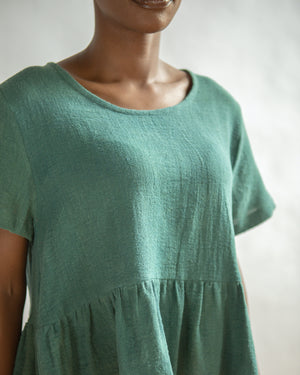 THE NATURALLY DYED PEPLUM TOP IN COTTON GAUZE