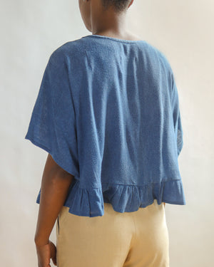 THE NATURALLY DYED GATHERED BC TOP in LIGHT RAW SILK GAUZE
