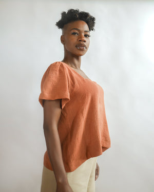 SAMPLE SALE: THE NATURALLY DYED SQUARE NECK TOP IN COTTON GAUZE